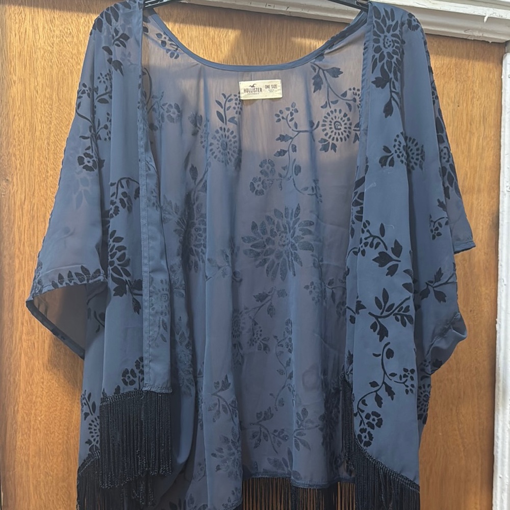 Hollister Blue Floral Kimono Jacket
